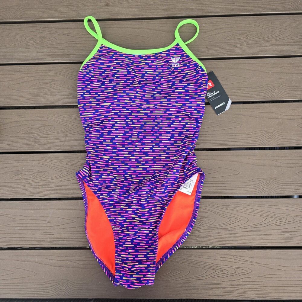 TYR Women's Durafast Multicolor Vitality Trinityfit  One Piece Swim Sz 28 New